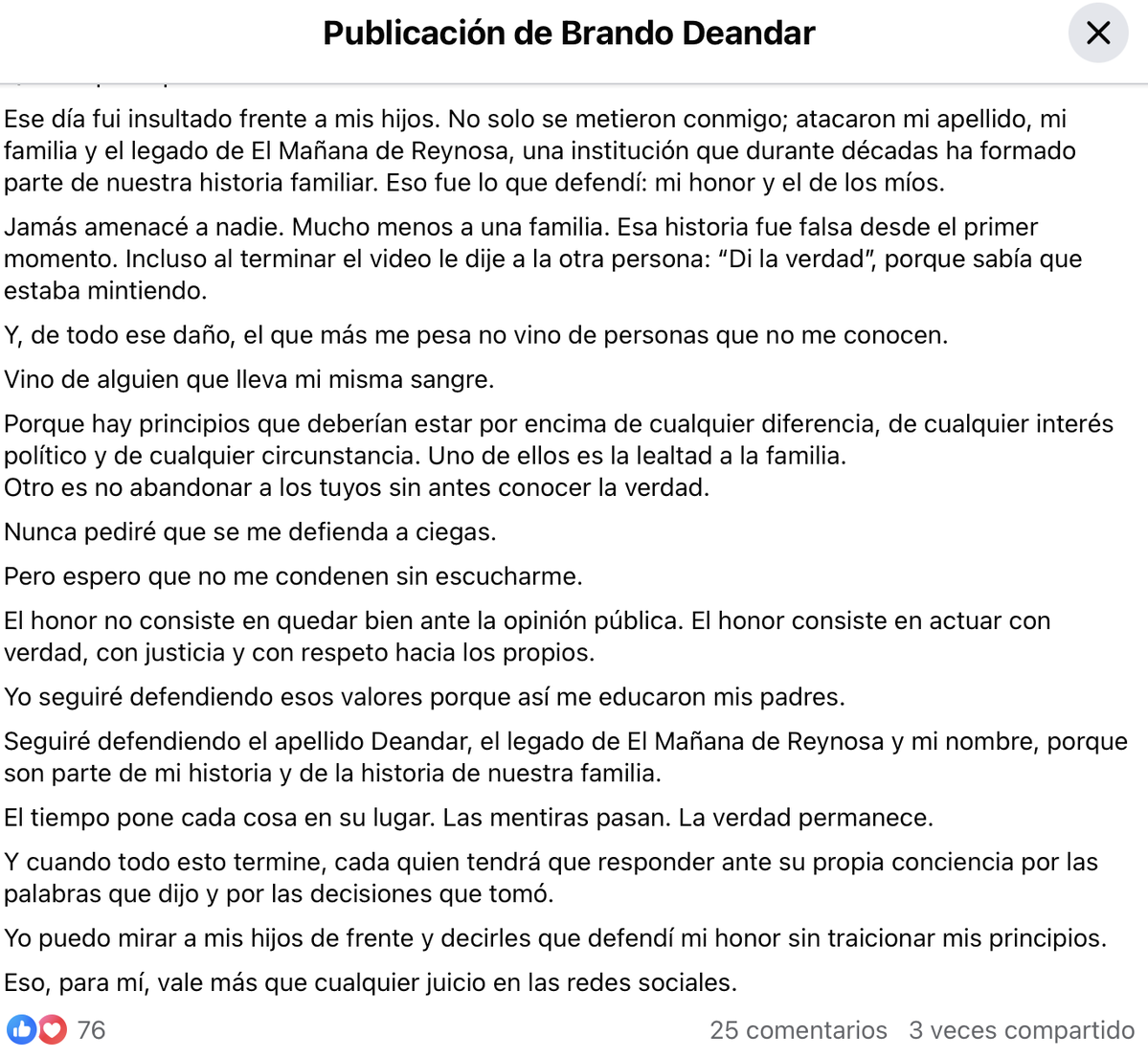 MLopezSanMartin's tweet photo. Tras ser exhibido amenazando a una familia  

Brando Deandar, primo de la diputada de Morena, Magaly Deandar, le reclama la falta de apoyo

“Lo que más me lastimó fue escuchar a una prima desconocer a su propia familia…”

Es la funcionaria que ha sido crítica por sus lujos https://t.co/uXMpzurSLR