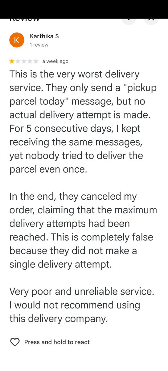 saranintwitte's tweet photo. @delhivery @nykaa This is not an one time issue. This happens repeatedly from this hosur branch. Just check at feedbacks, not sure why no actions so far from @delhivery https://t.co/2mQmH5GKqq