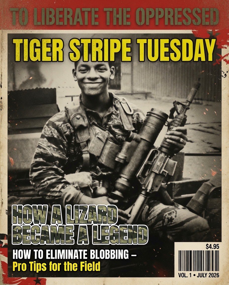 FreeTheEnslaved's tweet photo. Because you can’t have enough Tiger Stripe camo #TigerStripe https://t.co/jNFlifkycm