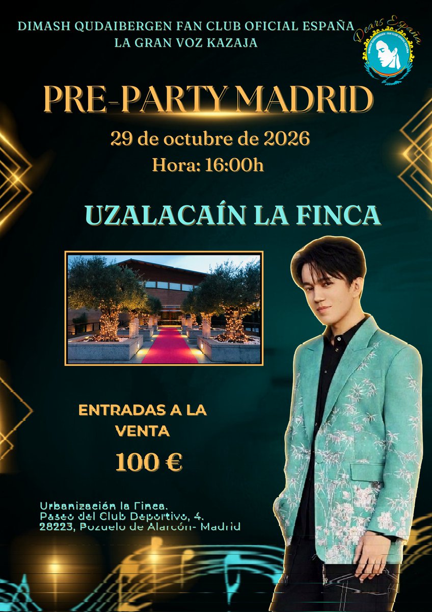 dk_spanish's tweet photo. Pre-Party en Madrid,venta el 12 de Julio a las 16:00 h.
@dimash_official #Dimash_Kudaibergen #Dimash_Qudaibergen 
#dimashdears https://t.co/q7nQZBcnPL