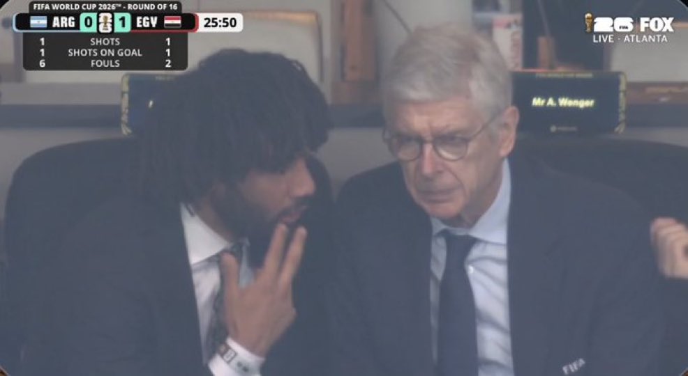 DailyAFC's tweet photo. Arsene Wenger and Mohamed Elneny reunited at Argentina vs. Egypt. ❤️ https://t.co/GyflQuRVHB