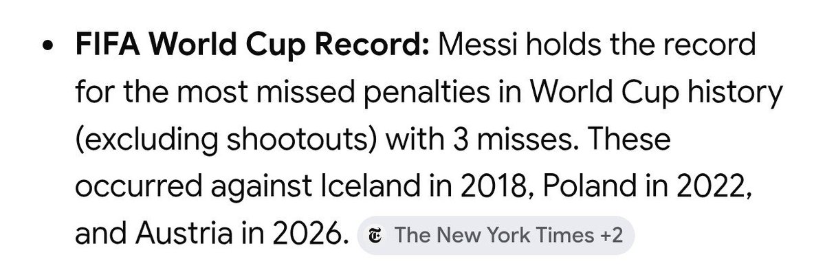 ZimBeatz's tweet photo. Did you know messi holds the record for the most penalty misses in a world cup 4 misses. This includes today's miss against Egypt. #fifa #worldcup https://t.co/M6sMu8L73X