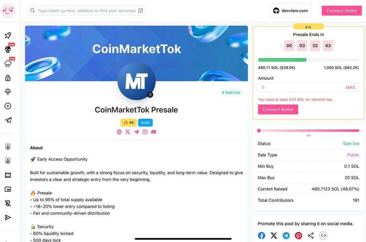 CoinMarketTok's tweet photo. 🟢 $CMT PRESALE FINAL STAGE: https://t.co/ZkdWLbsGhv https://t.co/suN6CZtSpY