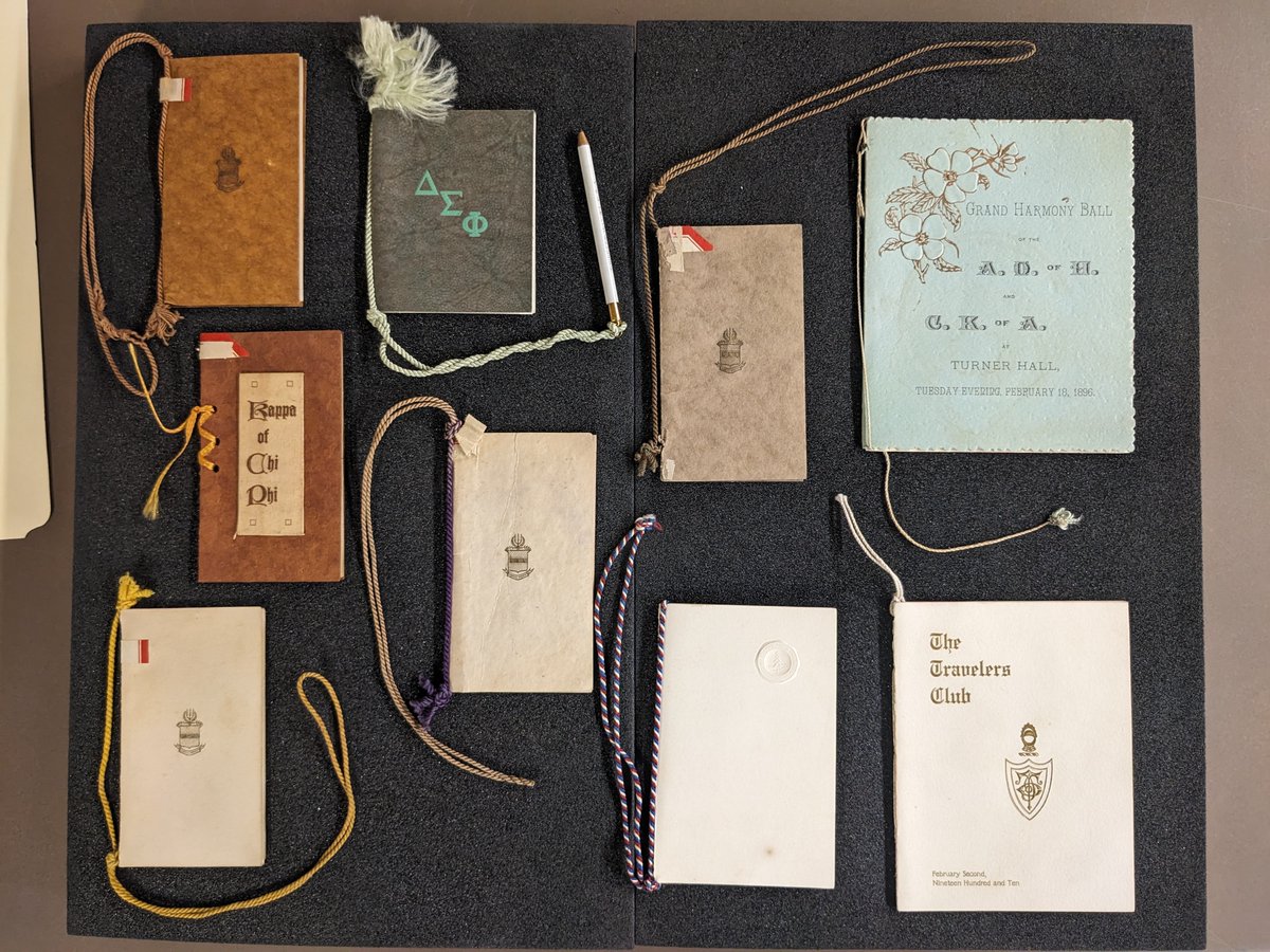 SutroLibrary's tweet photo. Some more of our favorite things! Kappa of Chi Phi Dance Card collection, 1896-1929. Steenalisa shares that "although each of these cards is special, this one is my favorite because of the inscription written in pencil on the first page, presumably by the owner of the card. https://t.co/zKNOyO4SNR