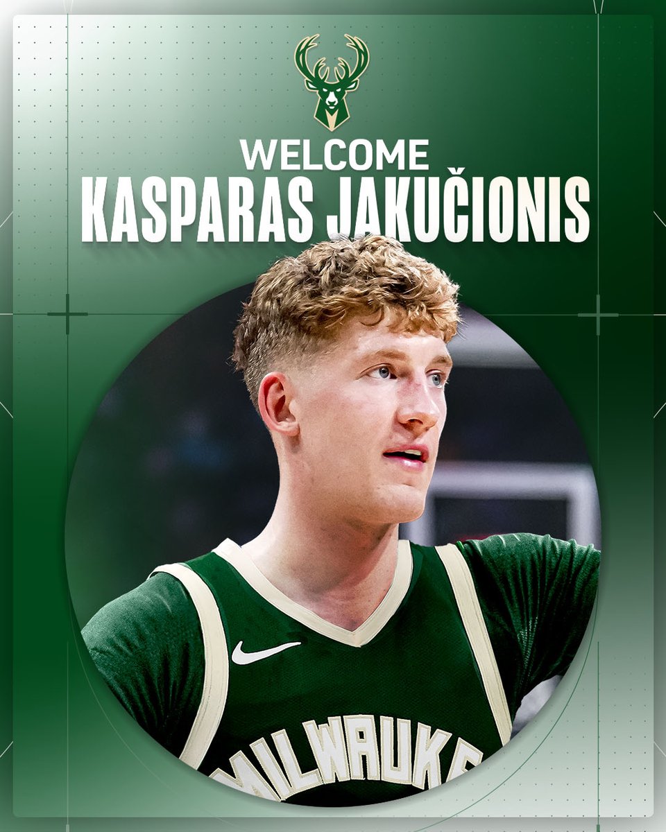 Bucks's tweet photo. Welcome to Milwaukee, Kasparas! https://t.co/ZcoJ3VTX3r