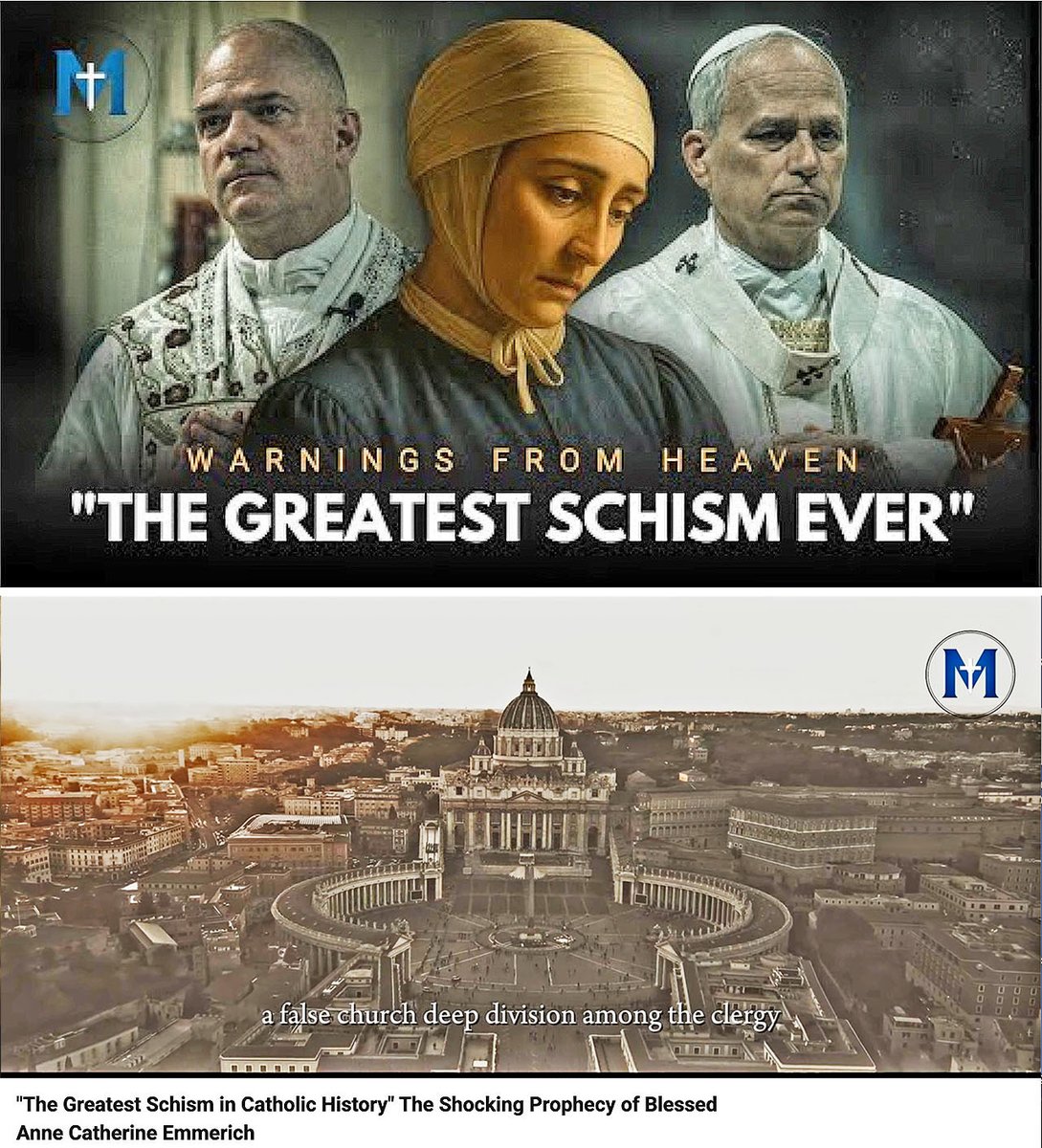 JosiahMarti76's tweet photo. The Greatest Schism in Catholic History: The Shocking Prophecy of Blessed Anne Catherine Emmerich.  
From Jerome Chong, 6 July, 2026, @JeromeChong97 (YouTube)
———————————————-
➡️ Anne Catherine Emmerich's visions of 200 years ago picture in precise detail the destruction wrought by the Synodal False Church of today and the ultimate victory of the Blessed Virgin and an army of the faithful.
———————————————- 
What did Blessed Anne Catherine Emmerich foresee about the future of the Church? This Vision examines her visions of a great schism, a time of deep confusion, a false church, and trials unlike any seen before. 

These quotations are taken directly from Life and Revelations of Anne Catherine Emmerich and are presented exactly as recorded.

➡️ Transcript and Anne Catherine Emmerich's visions, below Video link

@complicit_clergy @SecretFire79 @shiningsweu @FatherAltman @fr_james1 @FrDaveNix @pontificatormax @FredSimonTLM

➡️ VIDEO: The Greatest Schism in Catholic History: The Shocking Prophecy of Blessed Anne Catherine Emmerich. 
Watch 8:42 min video link👇👇👇
https://t.co/dIFMxNDQoC
———————————————- 
Reposted from @infidel_cracka & @JeromeChong97 (YouTube)

TRANSCRIPT AND ANNE CATHERINE EMMERICH'S VISIONS

Introduction to “Life and Revelations of Anne Catherine Emmerich” 

Before we begin, it is important to remember that the words you are about to hear come from the reported private revelations of Blessed Anne Catherine Emmerich recorded in the book “Life and Revelations of Anne Catherine Emmerich”. 

These are not part of the public deposit of the Catholic faith and are not binding on the faithful. They should be approached with prayer, prudence, and personal discernment in light of the church’s teaching. Yet for nearly two centuries, these striking visions have sparked discussion because they speak of a time of great confusion, a false church, deep division among the clergy, and what she called the greatest schism the world has ever seen. Listen carefully to these prophecies exactly as they were recorded and discern them with wisdom and faith.

March 22, 1820 – Errors, aberrations, and the sins of men

[0:55] “I saw very clearly the errors, the aberrations on the countless sins of men. I saw the folly and the wickedness of their actions against all truth and all reason. Priests were among them, and I gladly endured my suffering so that they may return to a better mind.”

April 12, 1820 – Vision of the great tribulation and the concession demanded from the clergy

[1:15] “I had another vision of the great tribulation. It seems to me that a concession was demanded from the clergy which could not be granted. I saw many older priests, especially one who wept bitterly. A few younger ones who were also weeping, but others, and the lukewarm among them, readily did what was demanded. It was as if people were splitting into two camps.”

May 13, 1820 – Relationship between the two popes and the baleful consequences of the false church

[1:40] “I saw also the relationship between the two popes. I saw how baleful would be the consequences of this false church. I saw it increase in size. Heretics of every kind came into the city. The local clergy grew lukewarm and I saw a great darkness. Then the vision seemed to extend on every side. Whole Catholic communities were being suppressed, harassed, confined, and deprived of their freedom. I saw many churches closed down. 

Great miseries everywhere. Wars and bloodshed. A wild and ignorant mob took violent action. But it did not last long. Once more, I saw that the church of Peter was undermined by a plan evolved by the secret sect while storms were damaging it. But I also saw that help was coming when distress had reached its peak. I saw again the blessed virgin ascend on the church and spread a mantle over it.”

July 1820 – Apparition of the Mother of God; instructions to pray with outstretched arms; the Holy Father surrounded by traitors; weak bishops; and darkness spreading

[3:00] “I saw the Holy Father surrounded by traitors and in great distress about the church. He had visions and apparitions in his hour of greatest need. I saw many good pious bishops, but they were weak and wavering. Their cowardice often got the upper hand. 

Then I saw darkness spreading around and people no longer seeking the true church. Then I saw an apparition of the Mother of God. And she said that the tribulation would be very great. She added that people must pray fervently with outstretched arms. Be it only long enough to say three our fathers. This was the way her son prayed for them on the cross. They must rise at 12 at night and pray in this manner. and they must keep coming to the church. They must pray above all for the church of darkness to leave Rome. 

Holy Mother said a great many other things that it pains me to relate. She said that if only one priest could offer the bloodless sacrifice as worthily and with same disposition as the apostles, he could avert all the disasters that are to come. 

To my knowledge, the people in the church did not see the apparition, but they must have been stirred by something supernatural because as soon as the holy virgin said that they must pray to God with outstretched arms, they all raised their arms. These were all good and devout people, and they did not know where help and guidance should be sought. There were no traitors and enemies among them, yet they were afraid of one another. One can judge thereby what the situation was like.”

1820–1821 – Regions of the earth (Prussia and Moscow); excommunicated ecclesiastics

[4:40] “I also saw the various regions of the earth. My guide Jesus named Europe and pointing to a small and sandy region he uttered these words here is Prussia (East Germany) the enemy. Then he showed me another place to the north and he said, "This is Moscow, the land of Moscow, bringing many evils." 

I see many excommunicated ecclesiastics who do not seem to be concerned about it nor even aware of it. Yet they are excommunicated whenever they cooperated to enterprises, enter into associations, and embrace opinions on which an anathema has been cast. It can be seen thereby that God ratifies the decrees, orders, and interdictions issued by the head of the church, and that he keeps them in force even though men show no concern for them, reject them, or laugh them to scorn.”

April 22, 1823 – Pastors building a strange and extravagant church; a bad priest; false religion and the greatest schism; the large singular extravagant church with a celibate pope; abomination and desolation; the Church of Peter and Paul; and the twelve new apostles

[5:40] “I see that many pastors allowed themselves to be taken up with ideas that were dangerous to the church. They were building a great, strange, and extravagant church. Everyone was to be admitted in it in order to be united and have equal rights. Evangelicals, Catholic sects of every description. Such was to be the new church. 

But God had other designs. I see that when the second coming of Christ approaches, a bad priest will do much harm to the church. When the time of the reign of the antichrist is near, a false religion will appear, which will be opposed to the unity of God and his church. This will cause the greatest schism the world has ever known. 

The nearer the time of the end, the more the darkness of Satan will spread on earth. the greater will be the number of the children of corruption and the number of the just will correspondently diminish. They built a large singular extravagant church which was to embrace all creeds with equal rights, evangelicals, Catholics and all denominations. A true communion of the unholy with one shepherd and one flock. 

There was to be a pope, a celebate pope without possessions. All was made ready, many things finished. But in place of an altar, were only abomination and desolation. Such was the new church to be, and it was for it that he had set fire to the old one, but God designed otherwise. I came to the church of Peter and Paul and saw a dark world of distress, confusion, and corruption through which shown countless graces from thousands of saints who their repose. 

I saw the fatal consequences of this counterfeit church. I saw it increase. I saw heretics of all kinds flock into the city. I saw the ever inccreasing tip of the clergy. The circle of darkness ever widening. Again, I saw in the midst of these disasters, the 12 new apostles laboring in different countries, unknown to one another, each receiving streams of living water from on high, they all did the same work. They know not whence they received their tasks, but as soon as one was finished, another was ready for them.”

October 22, 1822 – The Jews returning to Palestine; very bad times; and the battle with the Blessed Virgin in armor

[7:40] “The Jews shall return to Palestine and become Christians toward the end of the world. Very bad times will come when non-Catholics will lead many people astray. A great confusion will result. I saw the battle also. The enemies were far more numerous. But the small army of the faithful cut down whole rows of enemy soldiers. During the battle, the blessed virgin stood on a hill wearing a suit of armor. It was a terrible war. At the end, only a few fighters for the just cause survived, but the victory was theirs.”

Blessed Anne Catherine Emmerich, pray for us. 

➡️ VIDEO: The Greatest Schism in Catholic History: The Shocking Prophecy of Blessed Anne Catherine Emmerich. 
Watch 8:42 min video link👇👇👇
https://t.co/dIFMxNDQoC
———————————————- 
Reposted from @infidel_cracka & @JeromeChong97 (YouTube)
