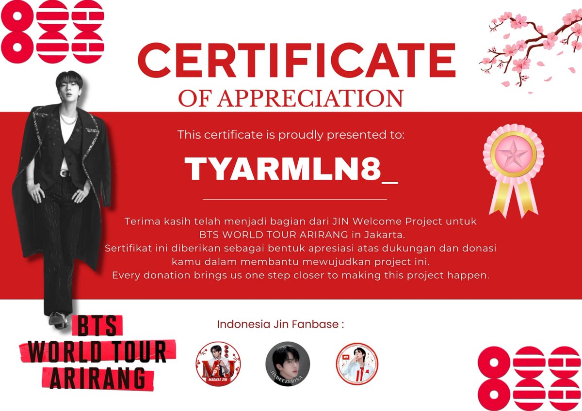 Tyarmln8_'s tweet photo. Lucuu banget dapet sertifikat 🥰,sukses buat projeknya minn @MadnaeJin1204 https://t.co/aQa5sGqRua