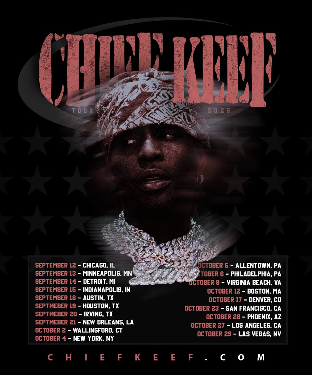ModernNotoriety's tweet photo. CHIEF KEEF TOUR 2026

🗓️ SEPTEMBER 12 - OCTOBER 29

PRESALE LIVE https://t.co/UTEEJ1WfNC