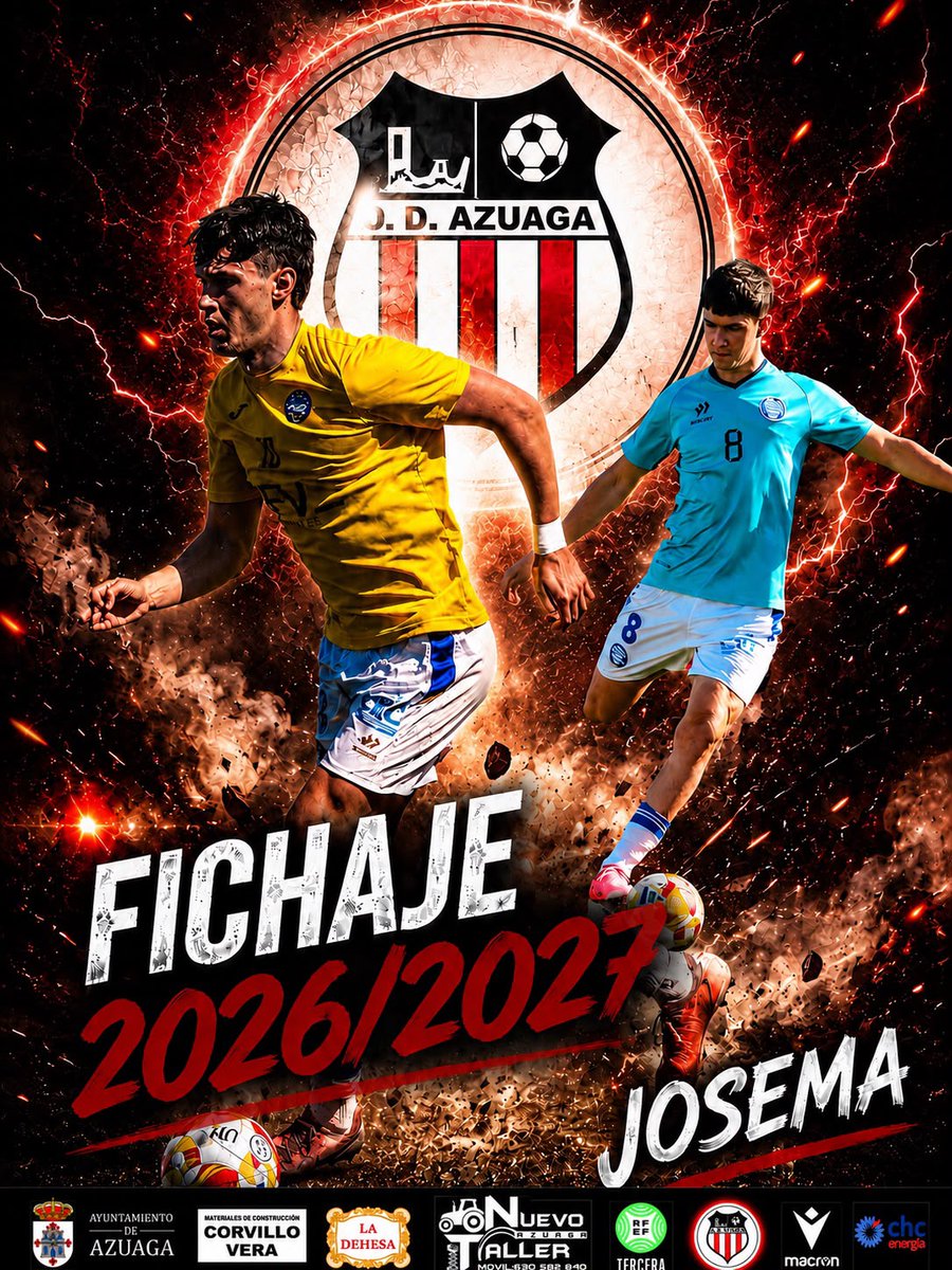 cdazuaga's tweet photo. TEMPORADA 26-27 | TERCERA RFEF

FICHAJES ✅ 

JOSEMA, mediocentro de 22 años procedente de la Unión Molinense (Grupo XIII 3RFEF). ¡Bienvenido a Azuaga, Josema!

#UNESCUDOUNPUEBLOUNAPASION https://t.co/2YFZvgk8qq