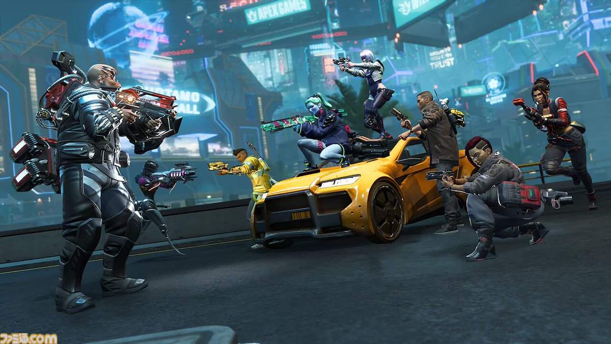 famitsu's tweet photo. 『Apex Legends』×『サイバーパンク』シリーズのコラボが7月15日開始！　アニメ『エッジランナーズ』だけでなくパナムなど原作ゲームキャラもカバー
https://t.co/AYC6ZBawcM

“E地区”がナイトシティとなり、サンデヴィスタンを使ったりサイバーサイコ状態になったりする限定モードも登場する https://t.co/97ROFfiC7c