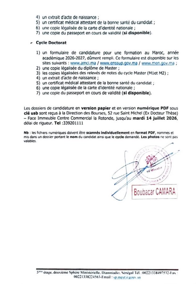 mesrisenegal's tweet photo. 🇸🇳🇲🇦 260 bourses d’études du Royaume du Maroc offertes aux étudiants sénégalais pour 2026-2027

#Mesri #senegal #Bourses https://t.co/P0HVCmwPCQ