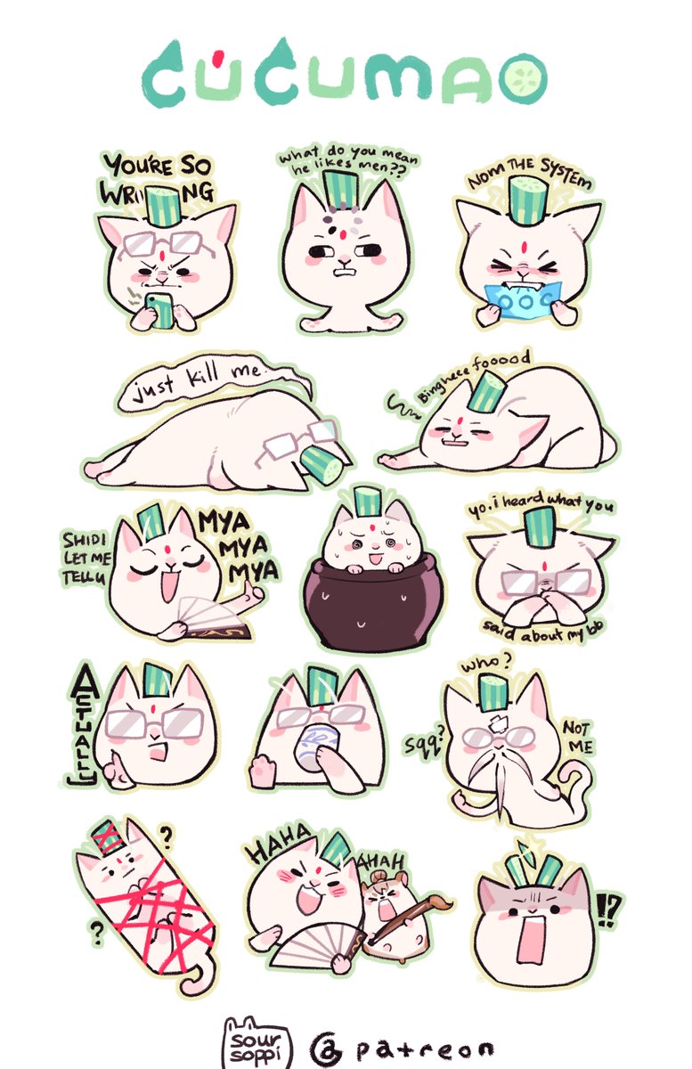 soursoppi's tweet photo. been wanting to make a bunch of cucumao stickers for a while, gonna turn him into a downloadable for this month

(will probably make a hamhua sheet as well? or maybe bingpup or liupup? gotta see what my brain pops out 🫠) https://t.co/go9iTzmrST