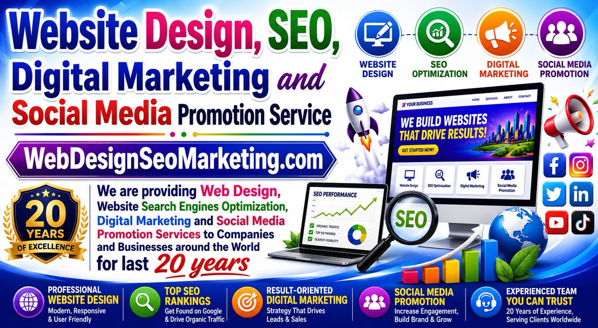 WebDesignSeoUs's tweet photo. Helping to develop &amp; grow online business for 26 years by Web Design, SEO &amp; Digital Marketing expertise 
https://t.co/l1WUWdDBDs https://t.co/VSHeWSwC82