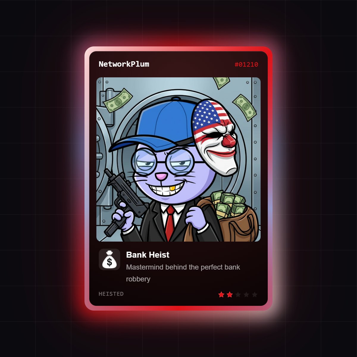 NetworkPlum's tweet photo. I'm robbing a bank soon

Join my crew @Heistedxyz

[ drop your card below👇] https://t.co/aLyYOhsD52