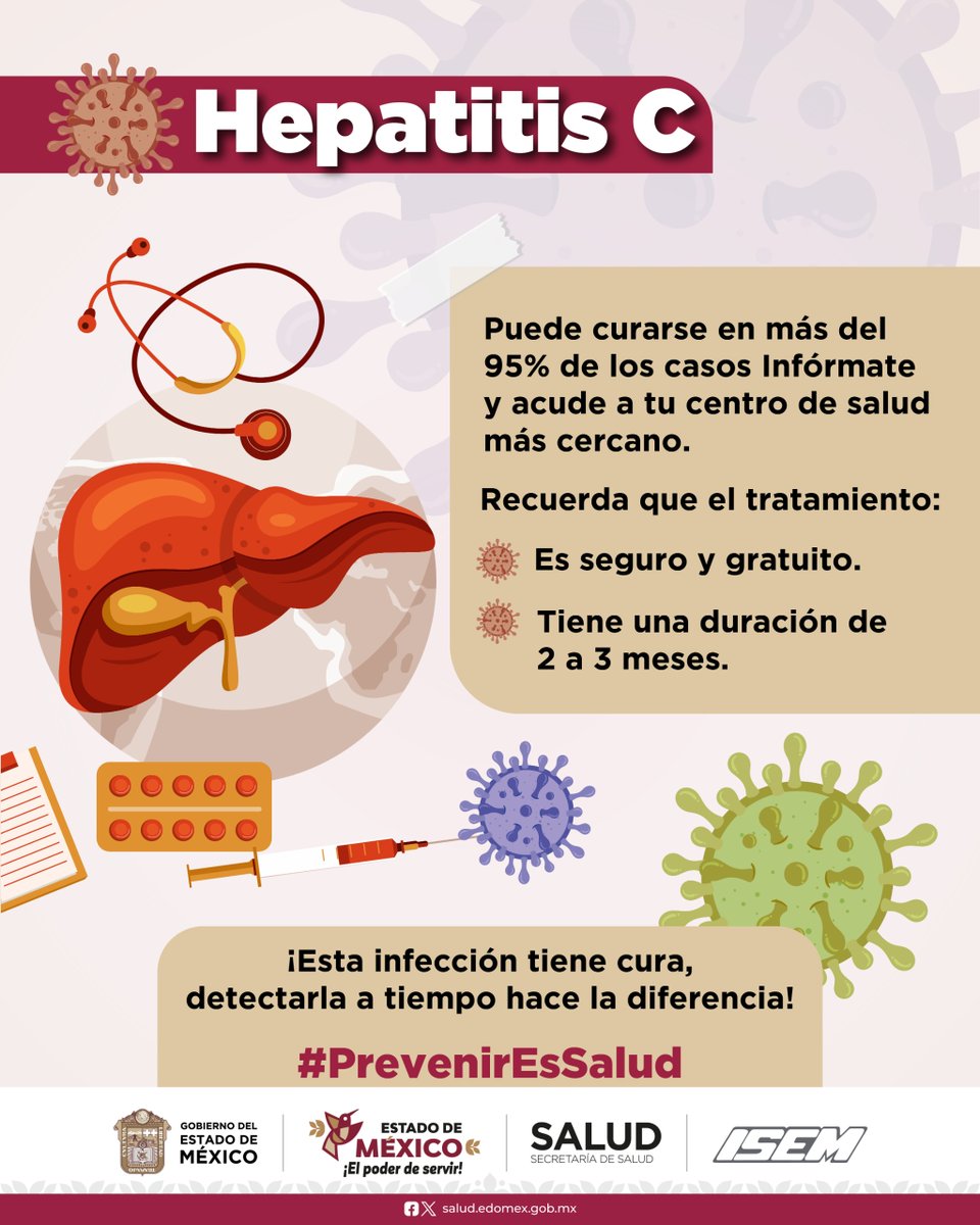 SaludEdomex's tweet photo. ¿Sabías que muchas personas viven con hepatitis C sin saberlo? Informarse es el primer paso para cuidar tu bienestar y el de quienes te rodean. La concientización salva vidas. 🩺
#HepatitisC
#PrevenirEsSalud https://t.co/YrIF540clJ