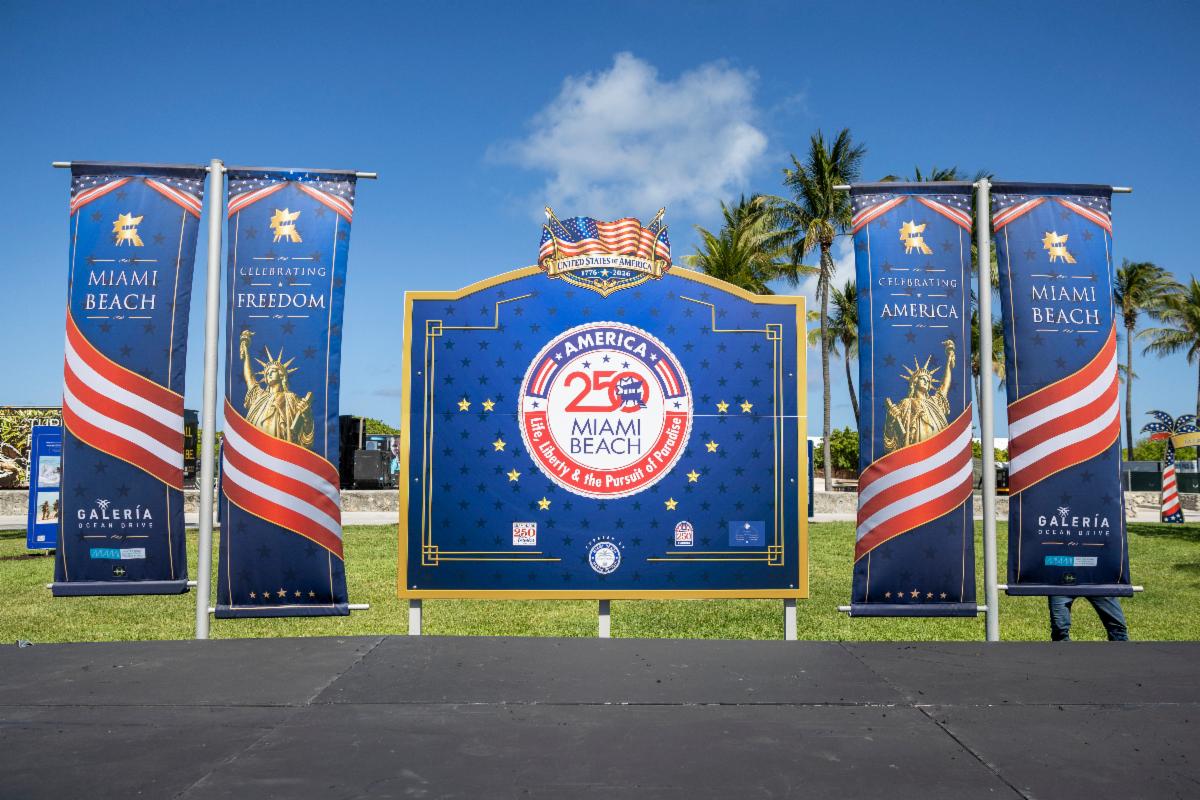MiamiBeachNews's tweet photo. The City of Miami Beach is showcasing a special America’s 250th outdoor exhibit, Miami Beach FREEDOM, celebrating patriotism, culture and our coastal lifestyle.

Curated by the Office of the Mayor and Commission and unveiled in partnership with the Hyundai Air & Sea Show, the exhibit is open to the public now through October 15, 2026, in Lummus Park along Ocean Drive between 11 and 12 streets.