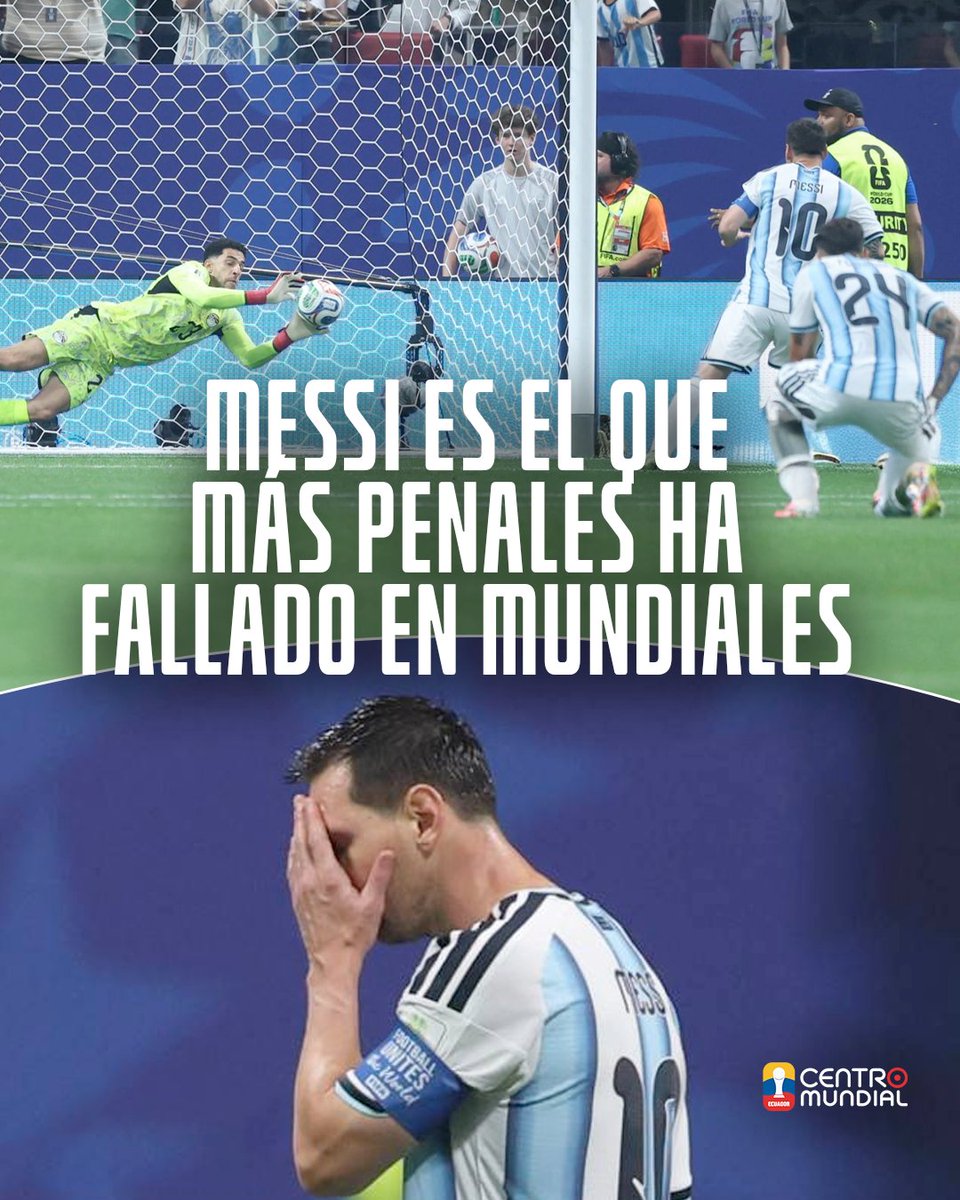 radiocentroec's tweet photo. #CentroMundial | Leo Messi se convirtió en el jugador con más penales fallados en los Mundiales, sumando 4 con el errado este martes ante Egipto. https://t.co/iKaRqsGPGx