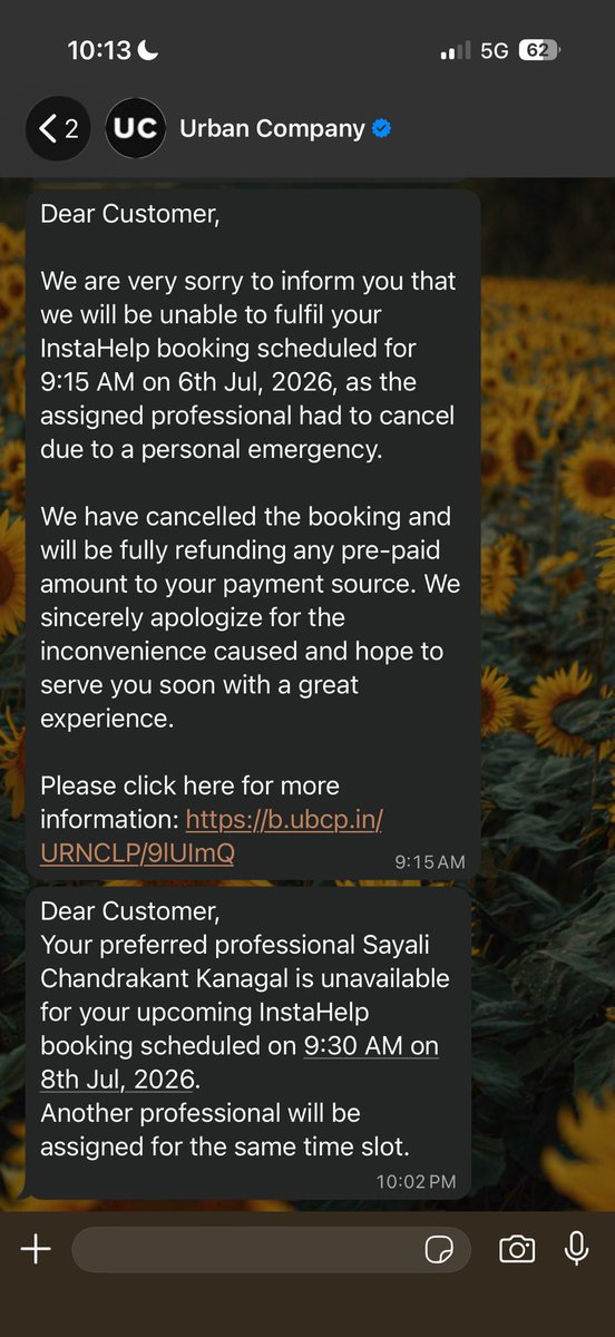 Bexinspecks's tweet photo. @urbancompany_UC @UC_Assist - Urban Company is a bunch of thieves. First they reassign me an expert because the selected professional is not available. Then they charge me a cancellation fee when it’s their fault altogether. The AI chat is hopeless and can’t get its shit together https://t.co/C2MOlMC4l2