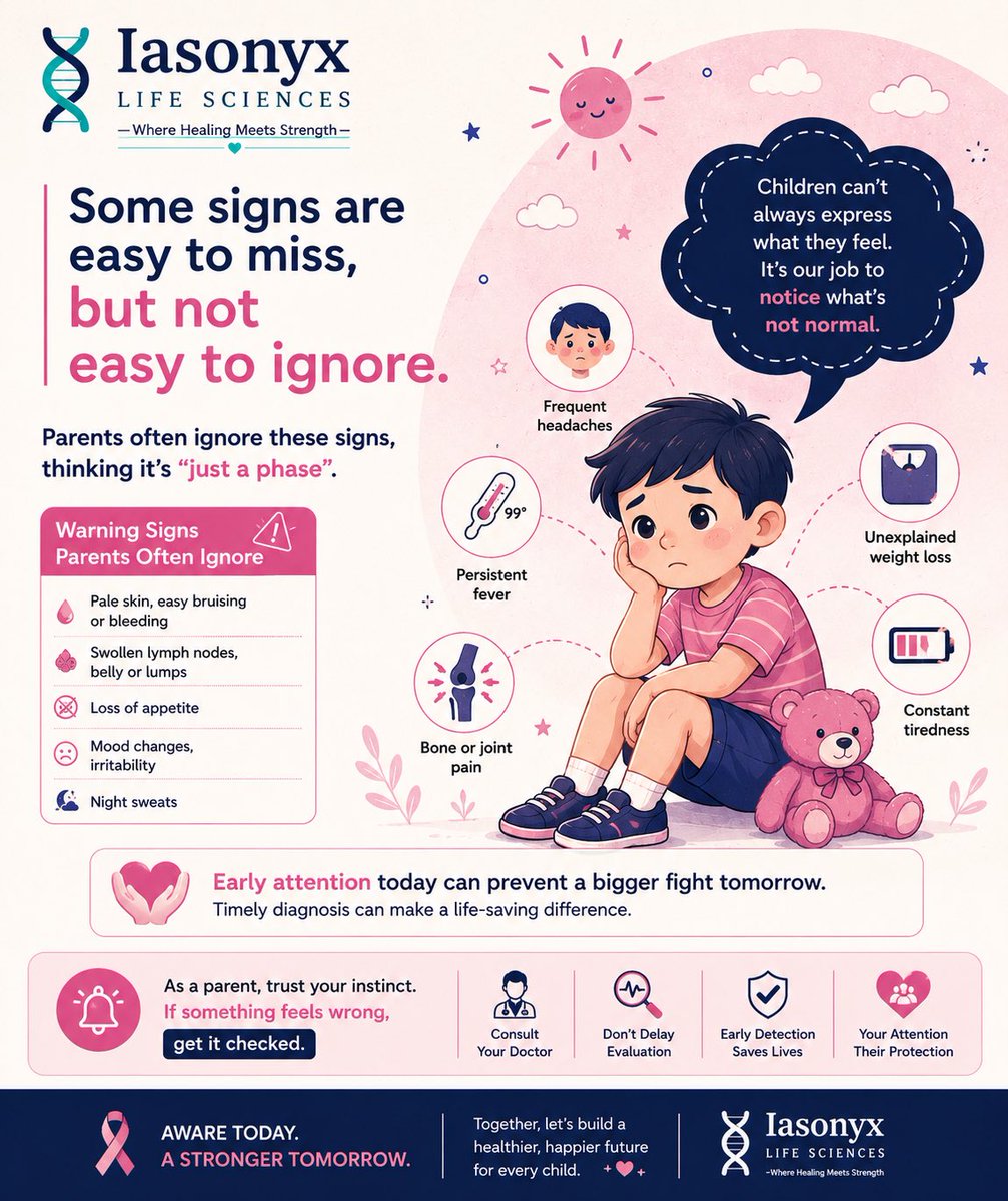 Iasonyx's tweet photo. Children often can’t explain what they’re feeling—but their body gives signs. Don’t ignore them.

Persistent fever, unexplained weight loss, unusual tiredness, frequent headaches, or swelling may seem minor, but they deserve attention. Early diagnosis can make a life-changing d/f https://t.co/JVpPDObha1