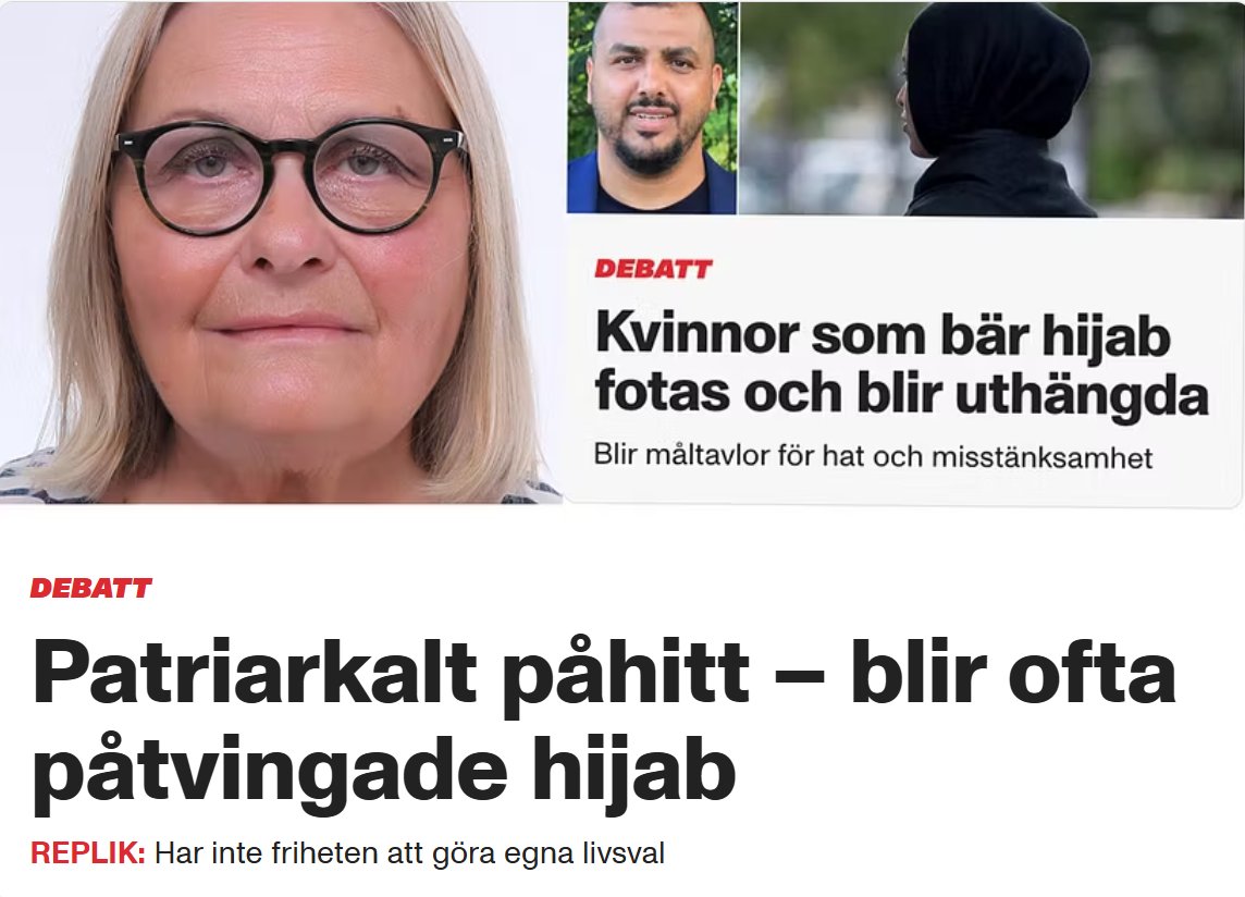 Kvinnokraft4's tweet photo. "Hijab är en symbol för islamism; med samma laddning som svastikan eller hammaren och skäran. [..] Det som bör uppmärksammas är inte att kvinnor i hijab fotograferas, utan att så många påtvingas den".

Maj Martinsson Wiberg svarar Abdulla Miri @ABDebatt: https://t.co/ZdH0WD5xuD https://t.co/pff2XxUQrF