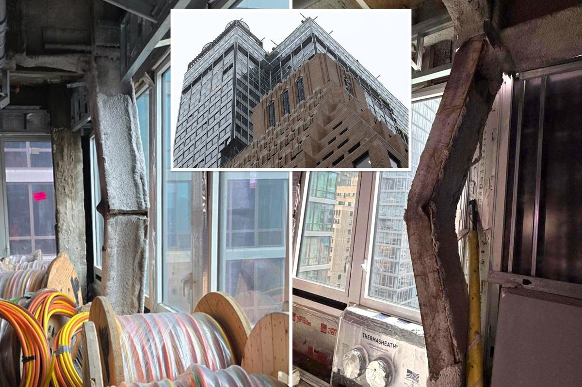 nypost's tweet photo. Crucial beams inside buckling NYC building 'bending like cigarettes': worker https://t.co/vItYTDG421 https://t.co/NTTRcZfiAm