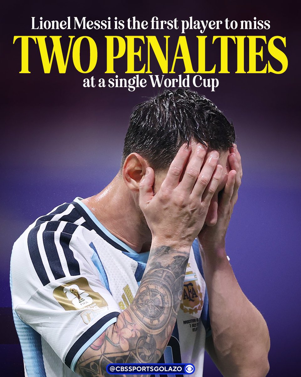 CBSSportsGolazo's tweet photo. Lionel Messi is the first player in World Cup history to miss two penalties at a World Cup tournament 🤯🇦🇷 https://t.co/kuAE0tmFQP