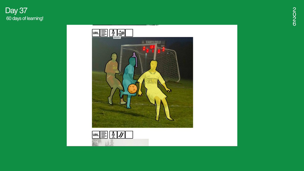 _amisharn's tweet photo. #LSPPDay37
Today I explored how the COCO dataset is annotated. Looking at real images with their bounding boxes and class labels helped me understand what object detection models like YOLO learn from.
#60DaysOfLearning #LearningWithLeapFrog @lftechnology https://t.co/b5Jvz7suFJ