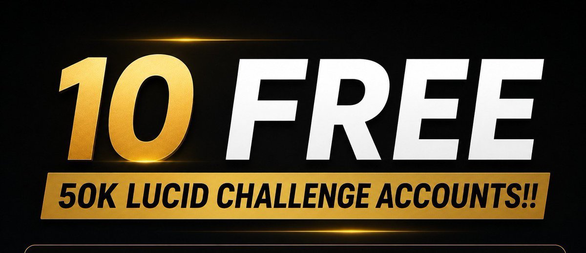PropFirmPress's tweet photo. GIVEAWAY ALERT 🚨

 10 FREE 50K Lucid Challenge Accounts!!

Only the FIRST 10 people who:

 Follow @PropFirmPress account
 Like ❤️ this post
 Repost 🔄 this post
 Comment "LUCID"

will receive a FREE 50K Lucid Challenge.

First come, first served. https://t.co/QA2NiZMZpH