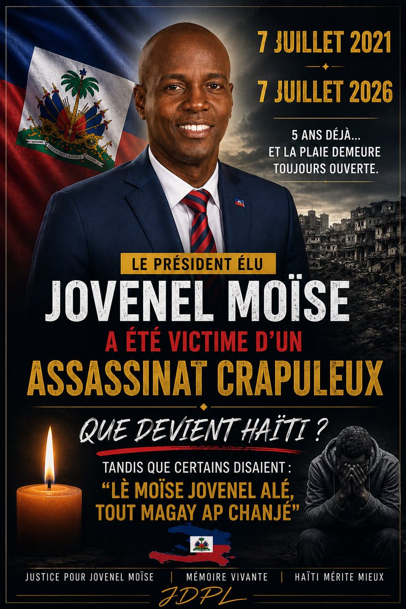 jndavidpls's tweet photo. 5 ANS APRÈS : OÙ VA HAÏTI?
7 juillet 2021 – 7 juillet 2026 https://t.co/chb45bYIsY