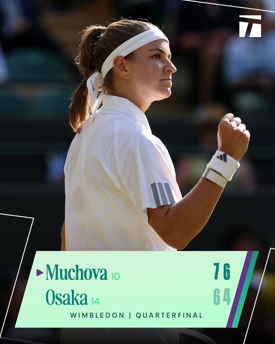 TennisChannel's tweet photo. Karolina Muchova has done it 😇 

She reaches the Wimbledon semifinals for the 1st time in her career, defeating Osaka in straight sets.

#Wimbledon https://t.co/2nt3x7WfiO