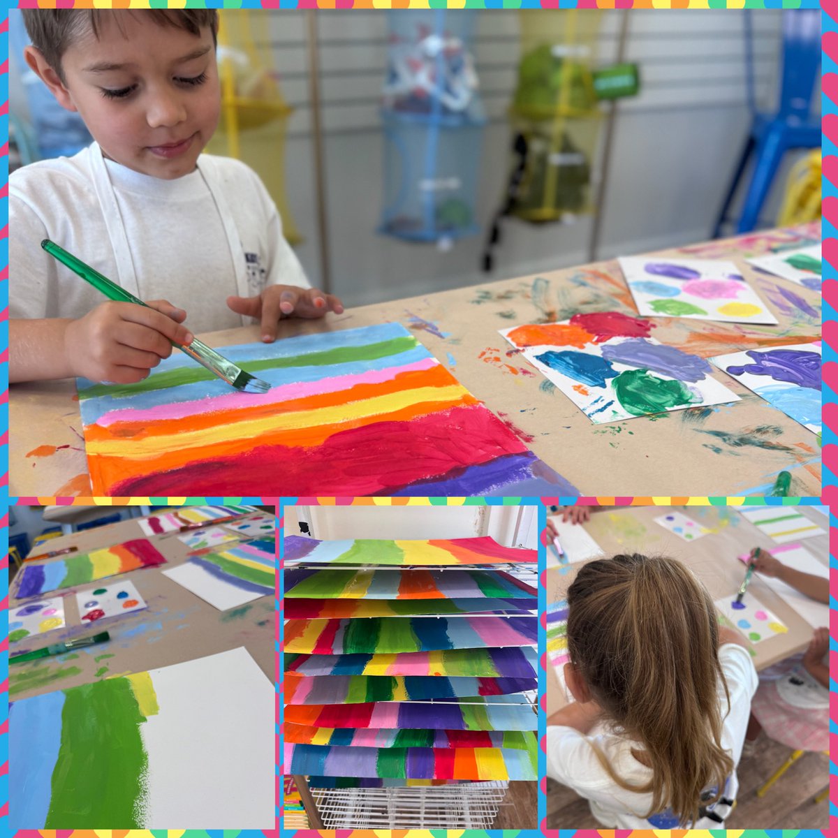 KidsNeedMoreArt's tweet photo. 🎨✨ Artists are designing dynamic backgrounds inspired by Frank Stella. Can’t wait to reveal their finished masterpieces. 🙌🏻🙌🏻 #FrankStella #stripesweek #summerartcamp #jupiterfl https://t.co/ZcjKmnyMOa