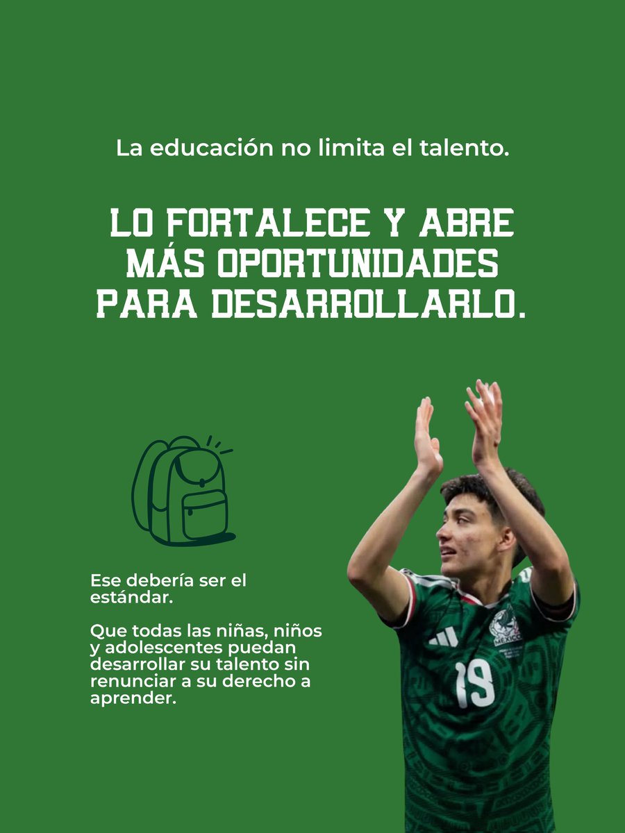 Mexicanos1oJal's tweet photo. La educación no está peleada con los sueños. 📚☁️Al contrario: es una parte fundamental del camino.
Todas las niñas, niños y adolescentes merecen la oportunidad de desarrollar su talento sin tener que renunciar a su derecho a aprender. 👧👦🎒✨ #GilbertoMora #AprenderImporta https://t.co/YOoIspZ63e