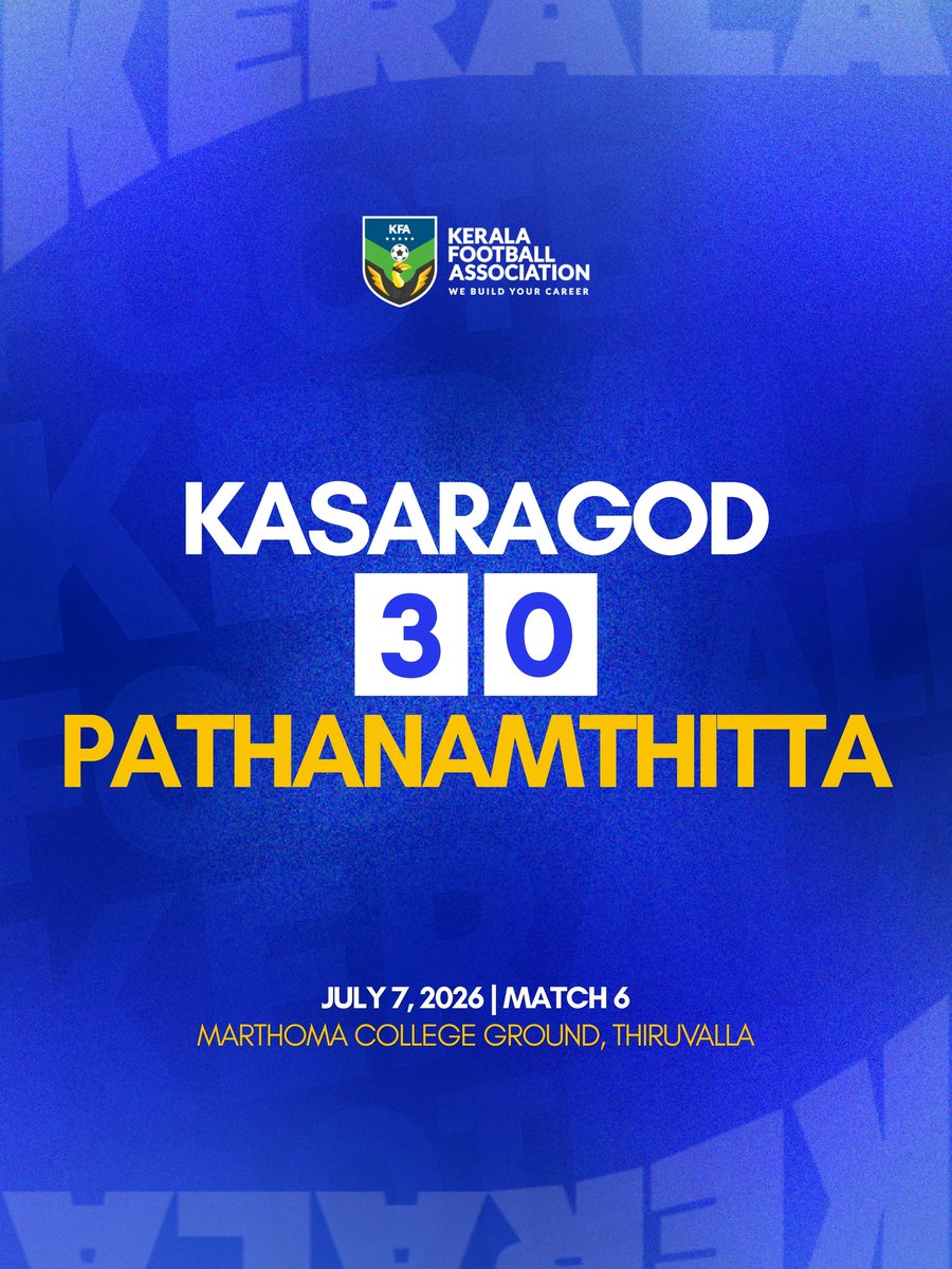 keralafa's tweet photo. The second day of action at the KFA Sub Junior Girls lDSC 2026-27 is officially complete. Here are the final scores from the Marthoma College Ground, Thiruvalla:
Another day of intense battles on the pitch! Well played to all the teams! ๐๐
#KeralaFootball #KFA #SubJuniorGirls https://t.co/c7F6PN0bCk