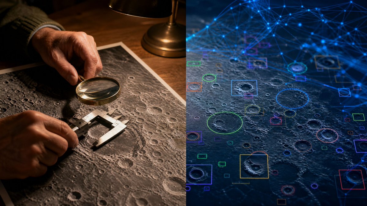 SpaceToday1's tweet photo. 🌙 A IA prometeu mapear as crateras da Lua melhor que os humanos. 

Um novo estudo colocou 8 catálogos automatizados à prova com critérios rigorosos — e as métricas despencaram até 50 vezes. 🤖❌ 

Um deles até "colou" do gabarito. Voluntários leigos ainda vencem as redes neurais. Leia a análise completa no portal! 🔭

POST NOVO EM SPACE TODAY!!!

A inteligência artificial foi posta à prova para mapear crateras na Lua - E reprovou!!! - https://t.co/2KVhiqT0Zt

#Lua #InteligenciaArtificial #Astronomia #Moon #MachineLearning
