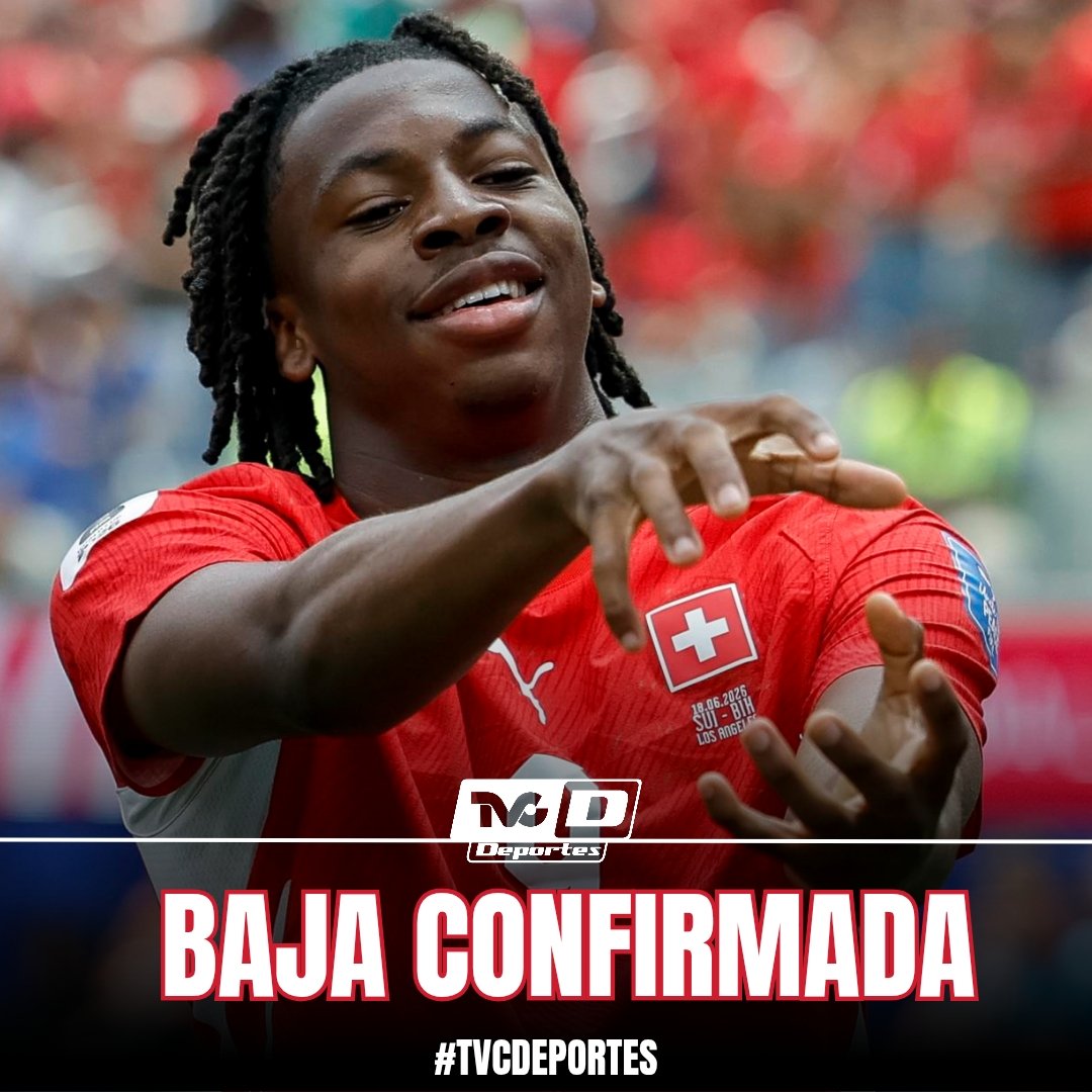 TVCDeportes's tweet photo. DURO GOLPE
La Selección de Suiza confirmó que Johan Manzambi será baja ante Colombia debido a una lesión en la rodilla 🔥⚽️
#suiza #lesion #manzambi #TVCDeportes #Ruta2026 https://t.co/d0YNBSr3Kv