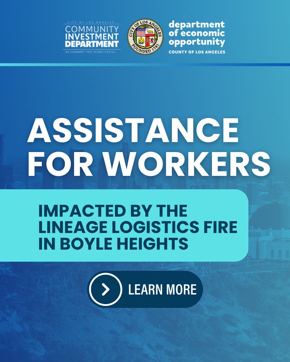 EconOppLA's tweet photo. DEO, in partnership with the LA City Community Investment Department (CID) and the California Employment Development Department (EDD), is offering no-cost Rapid Response employment services to help impacted workers.

Eng: https://t.co/6DAn0Im8NB
Span: https://t.co/8QlRDSyJIh https://t.co/WYRYjtiskn