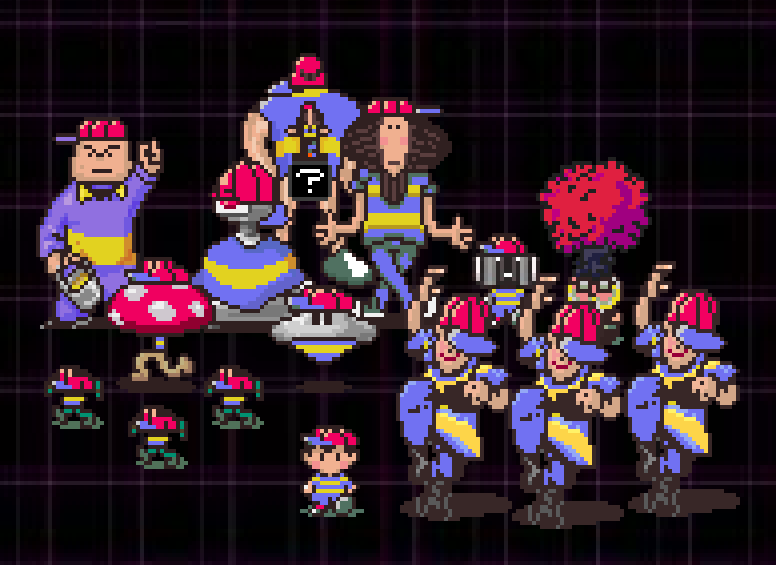 BeeHCU_dev's tweet photo. What if in earthbound every single time Ness defeated an enemy they replicated his outfit and became part of his party?

(ARTISTIC DEPICTION OF IDEA BELOW) https://t.co/rx0tfwXhhM