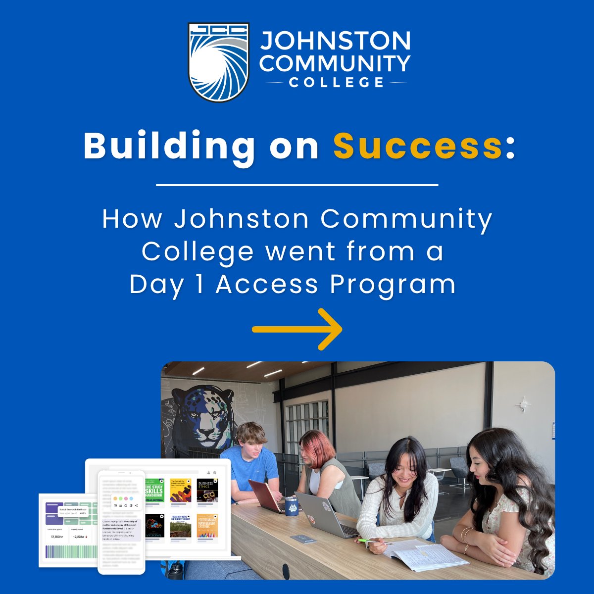 BibliUSocial's tweet photo. @jccEDU reached their goal of getting students their course materials on the first day of class. And they went even further. ➡️

Expanding their BibliU partnership to a fully managed campus store: course materials + apparel, supplies, and much more.

🔗 https://t.co/SawvxOj9ZE https://t.co/7k3KIe7JAk