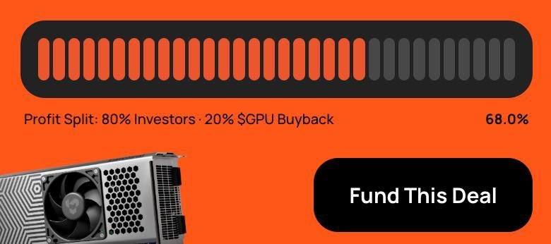gpunet's tweet photo. GM! Deal #001 is now 70% filled.

Reserve your allocation and target an estimated 20% APR:
https://t.co/08H5CVwPKk

Have questions? Join us for a live AMA on July 8 at 9 AM EST or 6.30 PM IST

Link: https://t.co/PZnvhyuvEm https://t.co/XwLz2My83t
