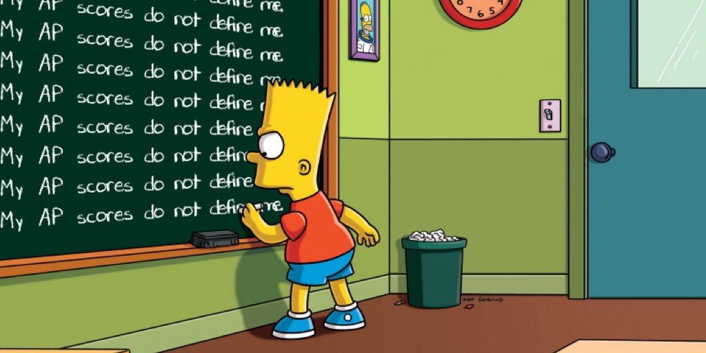 WAAPUSHKieffer's tweet photo. AP test scores are available at: 
https://t.co/hI5aS1cCR6

Congrats to all students who took the exam! We scored as high or higher than the state and national averages! Just remember what Bart says, no matter your score! https://t.co/Qvp9rBe1sz