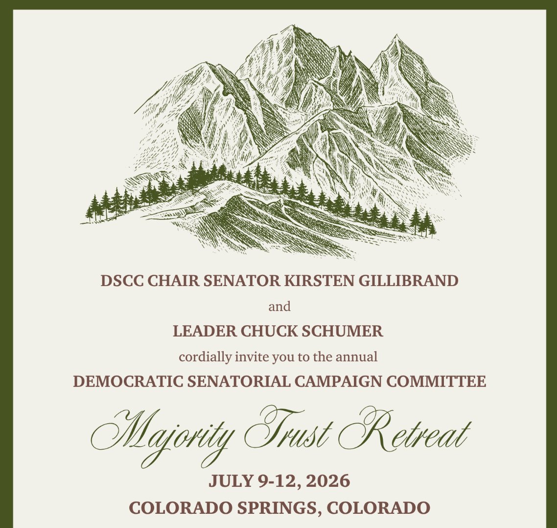 ShaneGoldmacher's tweet photo. Department of Suboptimal Timing: A major donor DSCC retreat in Colorado Springs in the coming days https://t.co/FrxUf1xyli https://t.co/JmfqDOWWqP