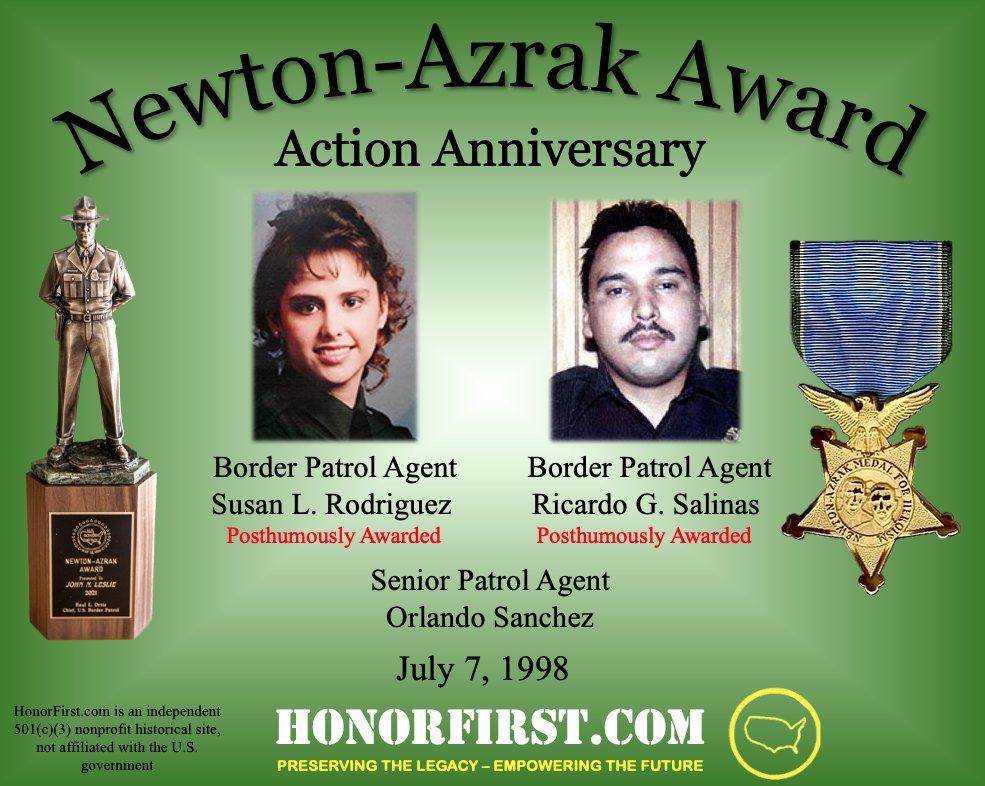 HonorFirstCom's tweet photo. On July 7, 1998, after coming under fire while assisting local law enforcement in Rio Hondo, TX, SPA Orlando Sanchez helped stop the suspect before rendering aid to fellow Agents Susan L. Rodriguez and Ricardo G. Salinas. Their service is remembered. https://t.co/U5ueLC7j5X https://t.co/jnSUjJin0Q