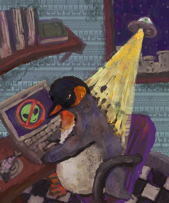guilhernunes_'s tweet photo. penguin who doesnt believe in aliens will be the next to be abducted https://t.co/jeEXPxSLDH