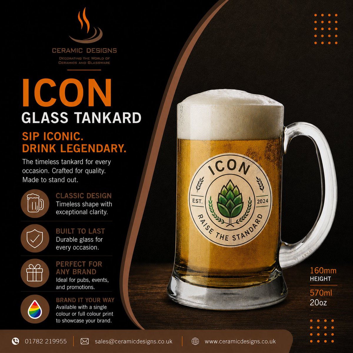DesignsCeramic's tweet photo. Make your brand become an ICON itself .
The icon glass tankard is perfect for restaurants, bars, festivals and so much more.
As its summer and world cup fever is on, there's so many get togethers going on too.
It will be the ideal item to have branded. https://t.co/JLnFSbeneF