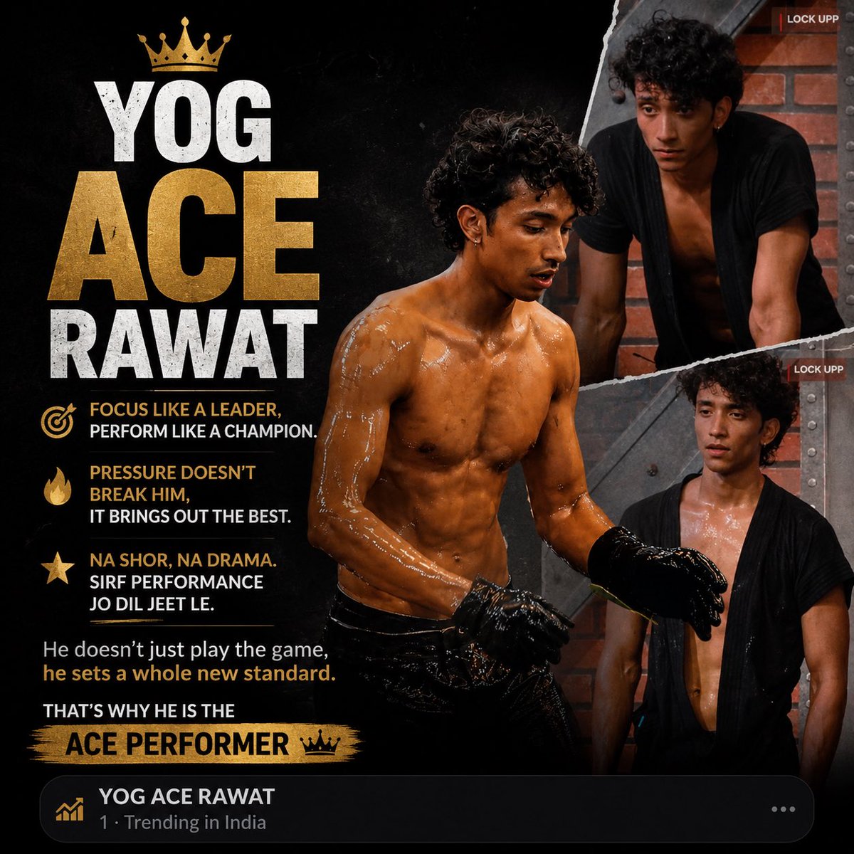 Vishal_1099's tweet photo. YOG ACE RAWAT  is officially trending at #1 in India because real performers always get the recognition they deserve. 🔥👑

#YogeshRawat #LockUpp2 #Netflix https://t.co/qz8dX0CTer