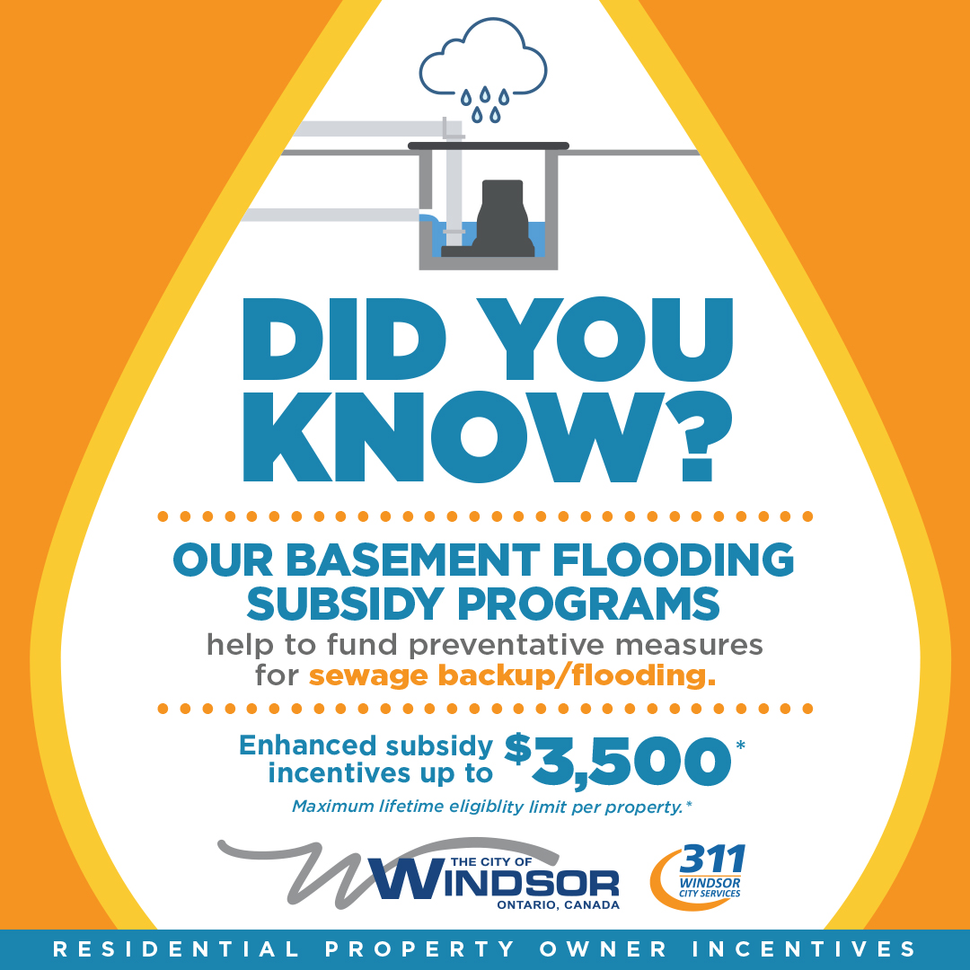 CityWindsorON's tweet photo. Reminder: The City of Windsor offers a subsidy for single-family and duplex homeowners to help install sump pumps, backwater valves, and disconnect foundation drains.
💧Learn more and apply here: https://t.co/mRHhL3X0BY https://t.co/ZW92oOoYhM