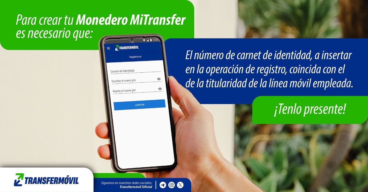 transfermovilcu's tweet photo. Ten esto en cuenta si deseas crear tu propio Monedero MiTransfer 👇📱. https://t.co/2wLUNz9jIu