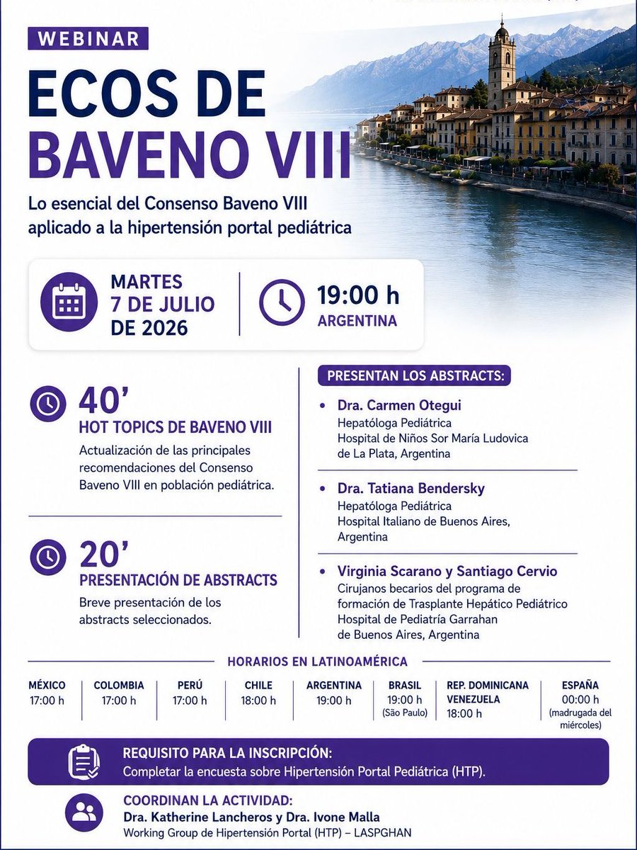 LaspghanOficial's tweet photo. No te pierdas el webinar Ecos de Baveno VIII, los horarios los puedes ver en la imagen. Link: Ecos de  Baveno VIII
Hora: 7 jul 2026 04:00 p. m. Ciudad de México
https://t.co/pdk20hzQxg https://t.co/9GL16pjcWH