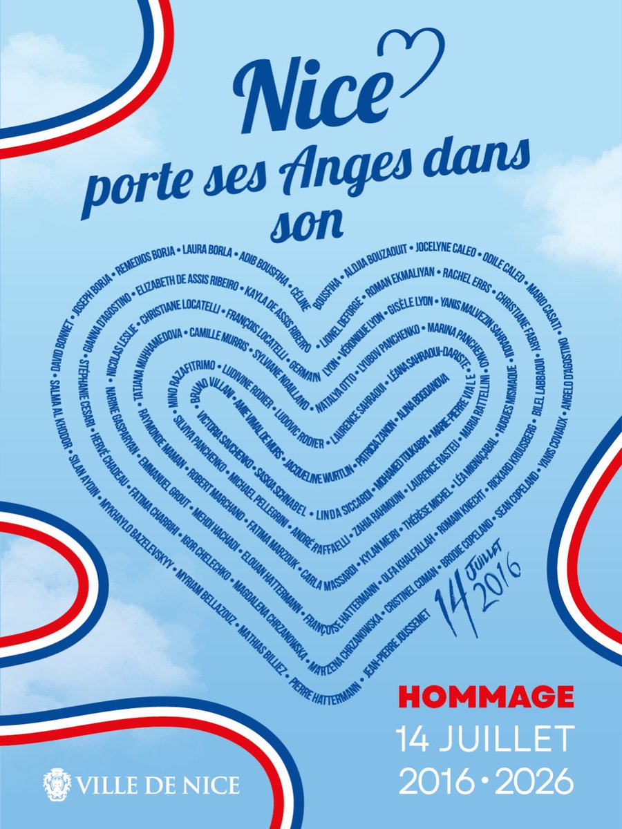 VilledeNice's tweet photo. Retrouvez tout le programme de la commémoration des 10 ans du 14 juillet 2016. 🕊️
Toutes les informations sur https://t.co/DU14iabpOg https://t.co/AvXjDRghpI