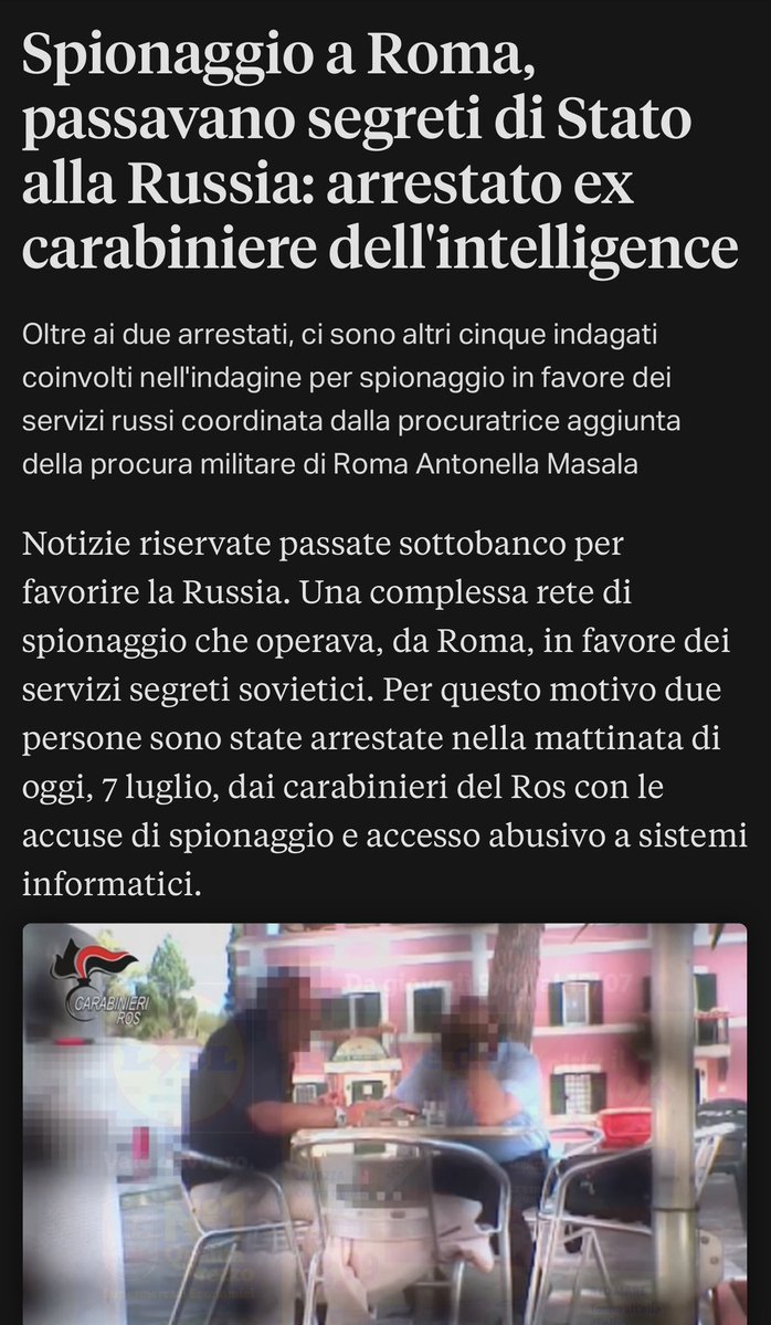 marsetac's tweet photo. Due arresti di cui uno ex carabiniere e altri quattro militari in servizio coinvolti nella vendita di informazioni riservate a Mosca. Caro @RoVannacci com’era la storia che la Russia non è nostra nemica? E cosa pensa dei militari che si vendono a Putin? https://t.co/1PYX5uzxnE